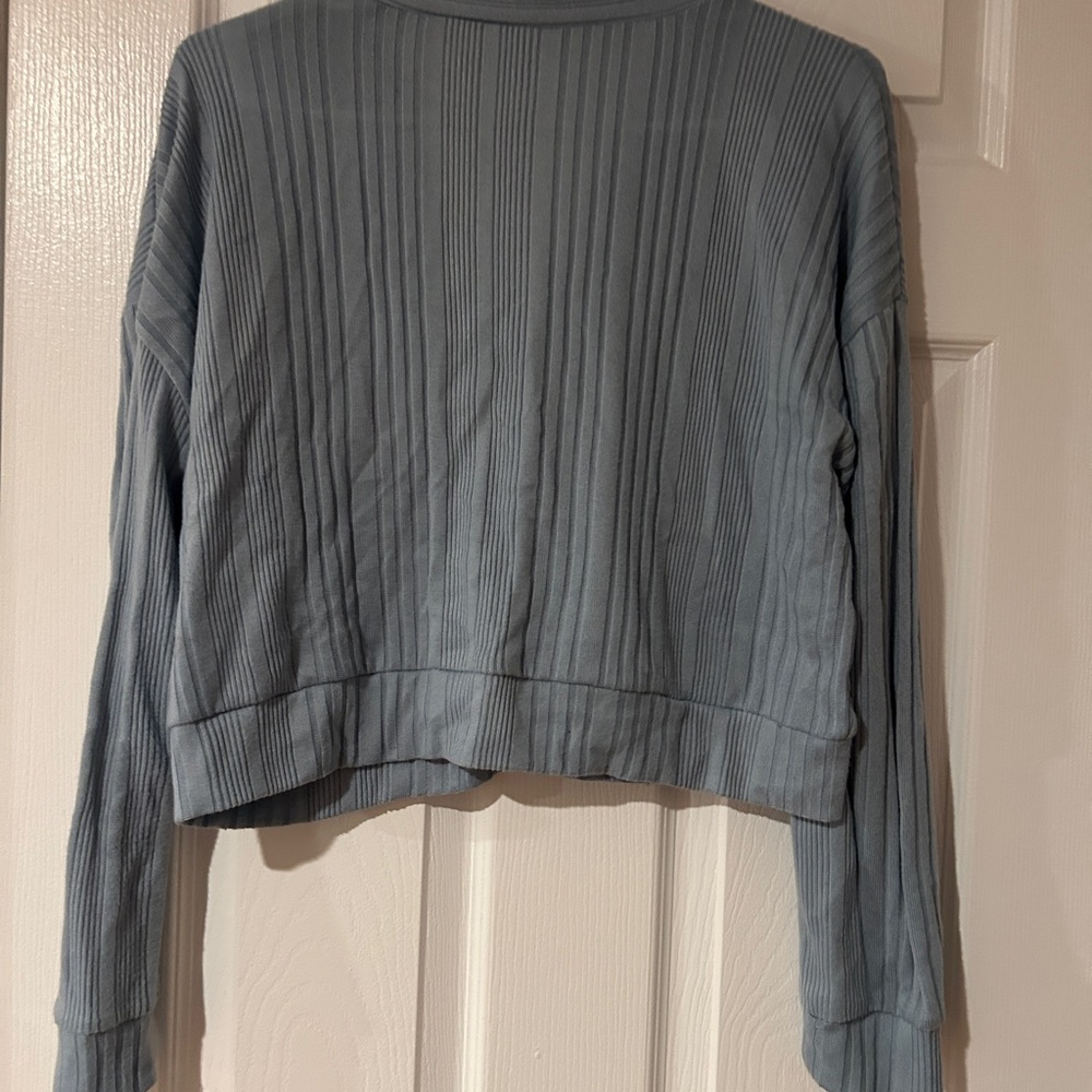 Blue Ribbed Cardigan Size M/L - Picture 3 of 7